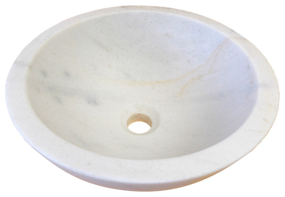Eden Bath EB_S003GW-H Small Vessel Sink Bowl - Honed White Marble