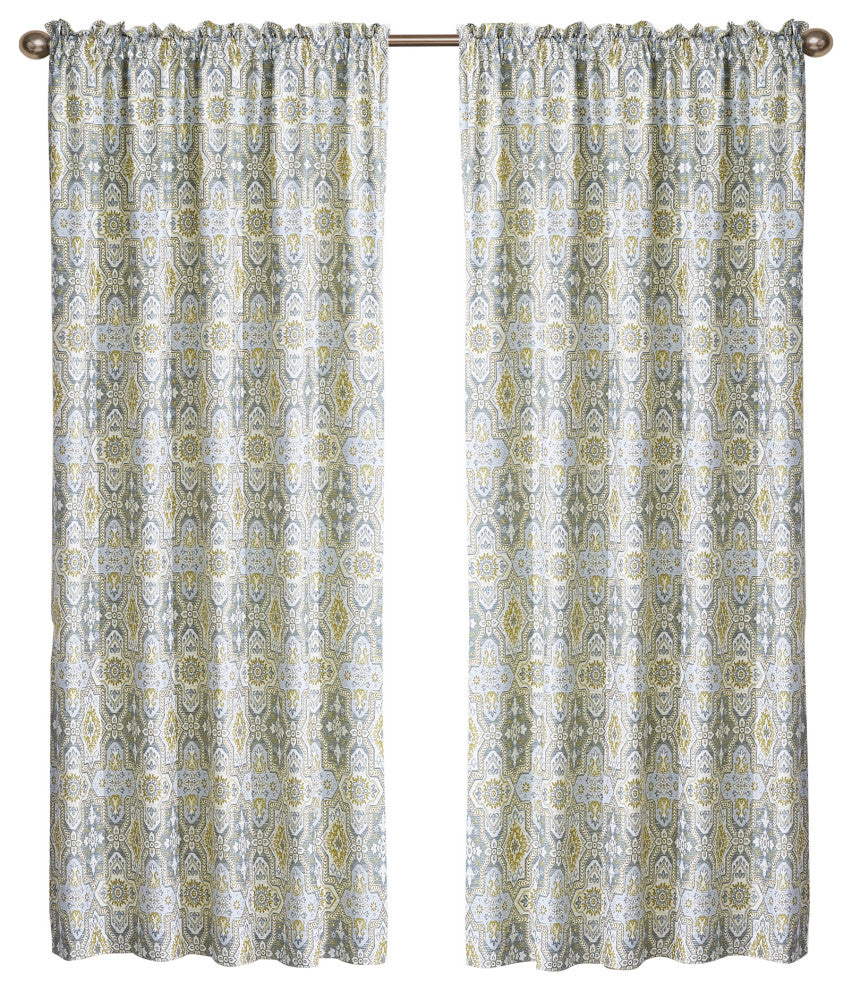 Printed Microfiber 2 Piece Curtain Set, Lanza, 60" X 84"