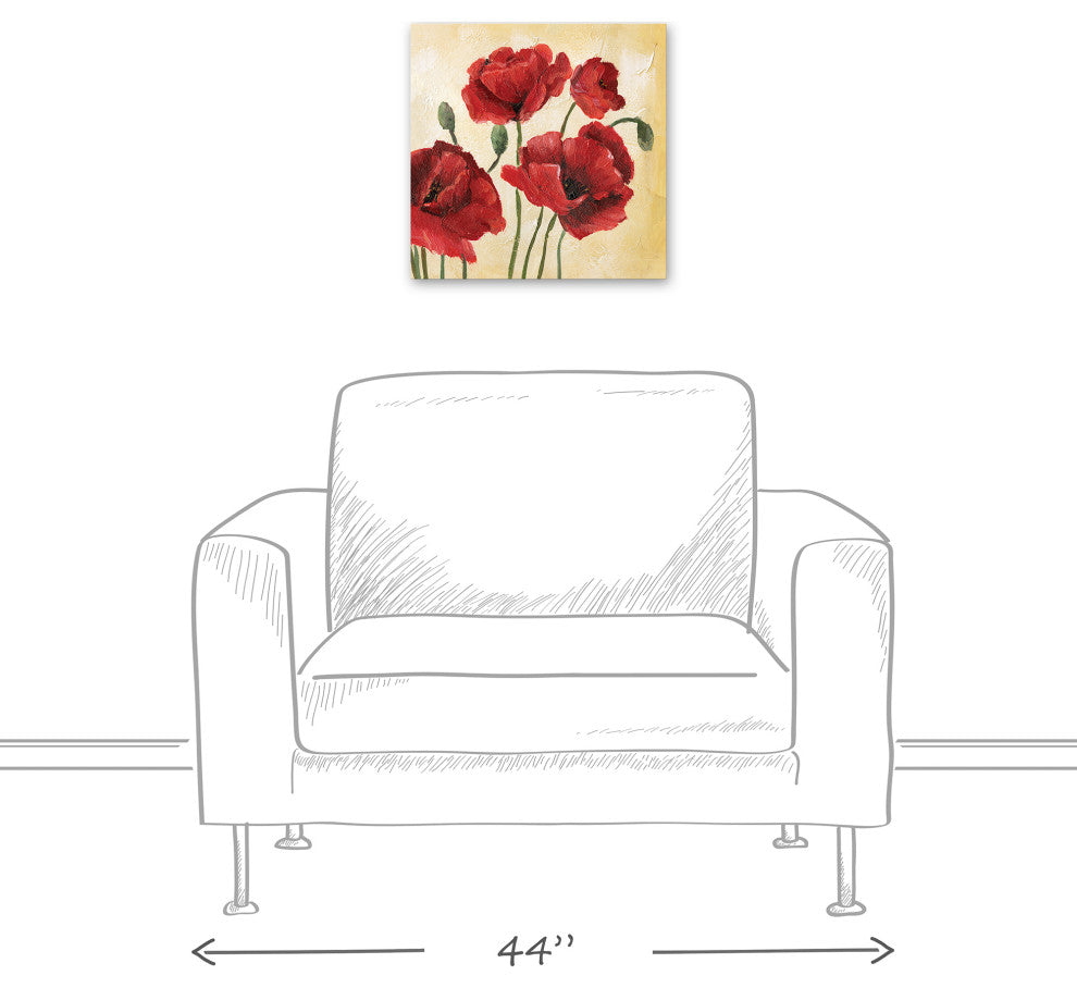 Romantic Red Flowers 16x16 Canvas Wall Art