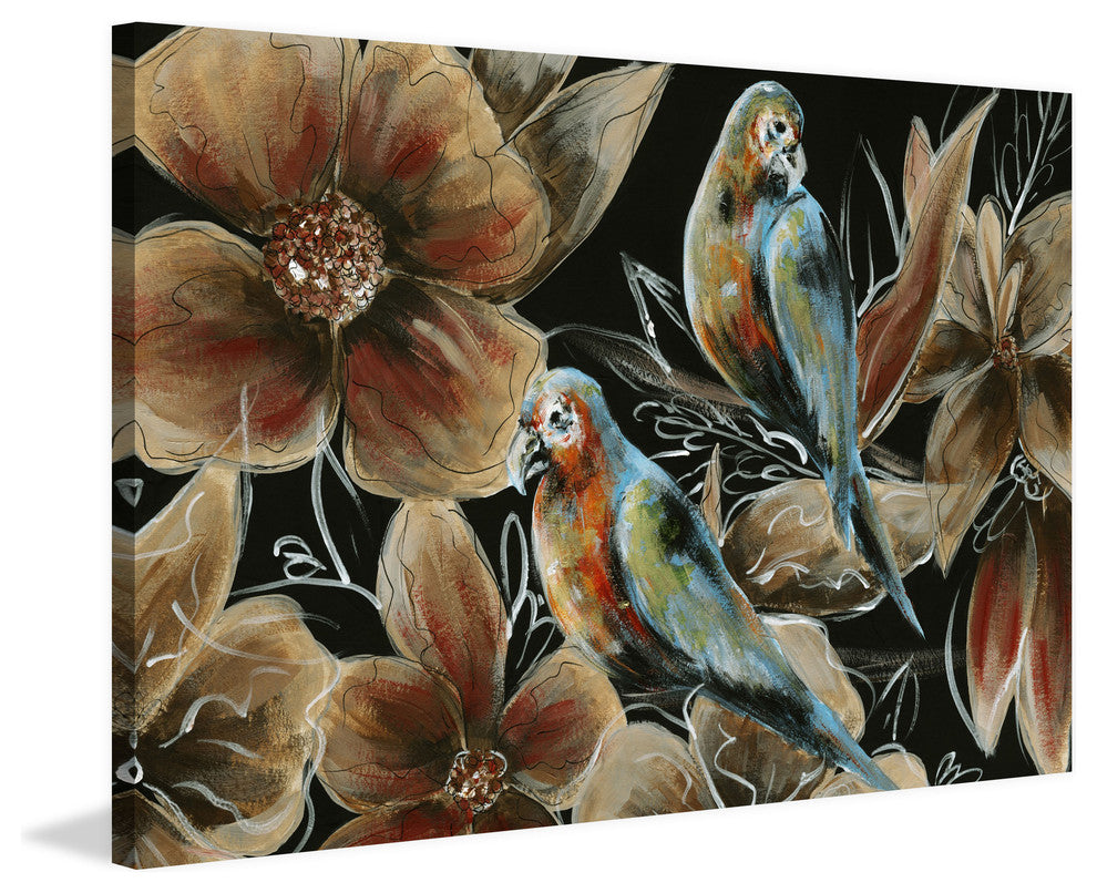 "Bronzing Bird Couple I" Painting Print on Wrapped Canvas, 36"x24"