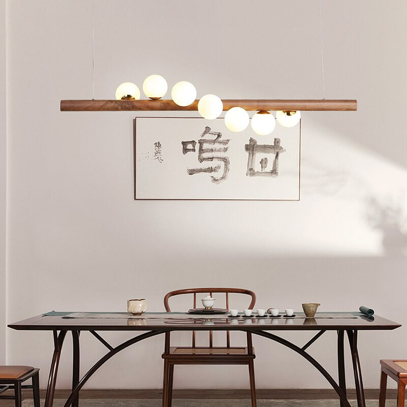 Acquanegra sul Chiese | Nordic Wood color Glass ball LED Chandelier , Wood