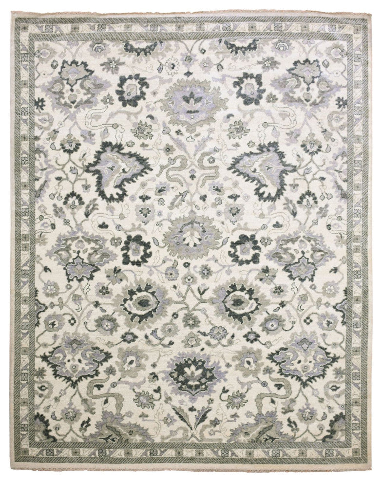 Ivory 100% Wool Anatolian Design Oushak Hand Knotted Oriental Rug, 8'2"x10'5"