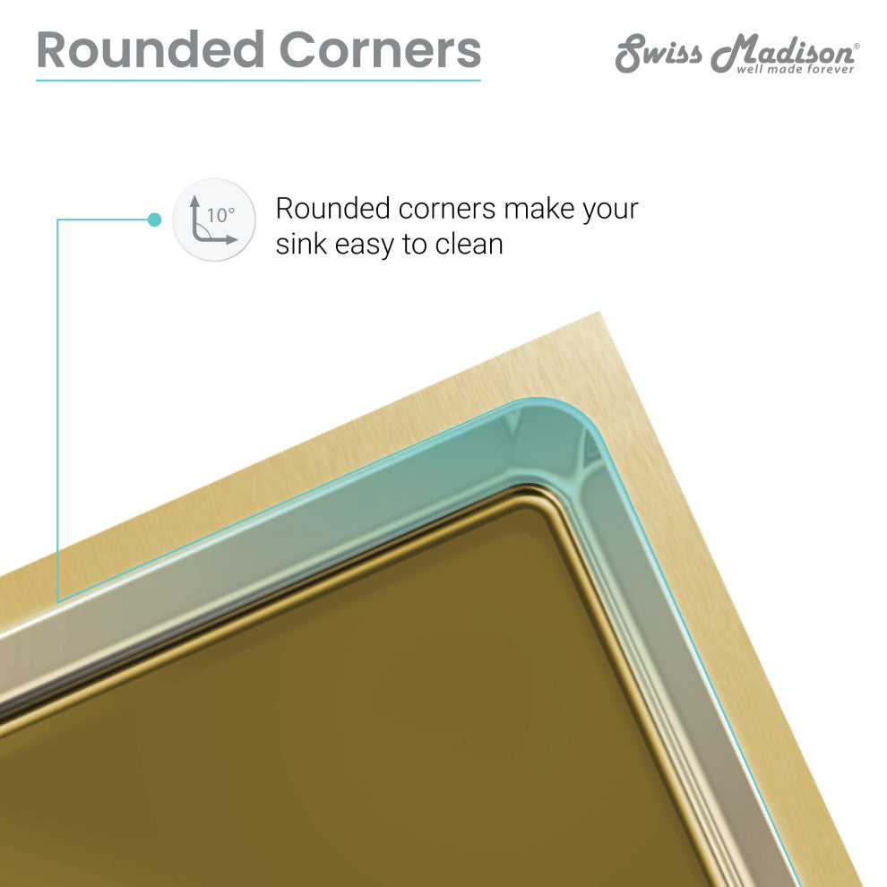 Rivage 36"x21" Stainless Steel Single Basin Farmhouse Apron Sink, Gold