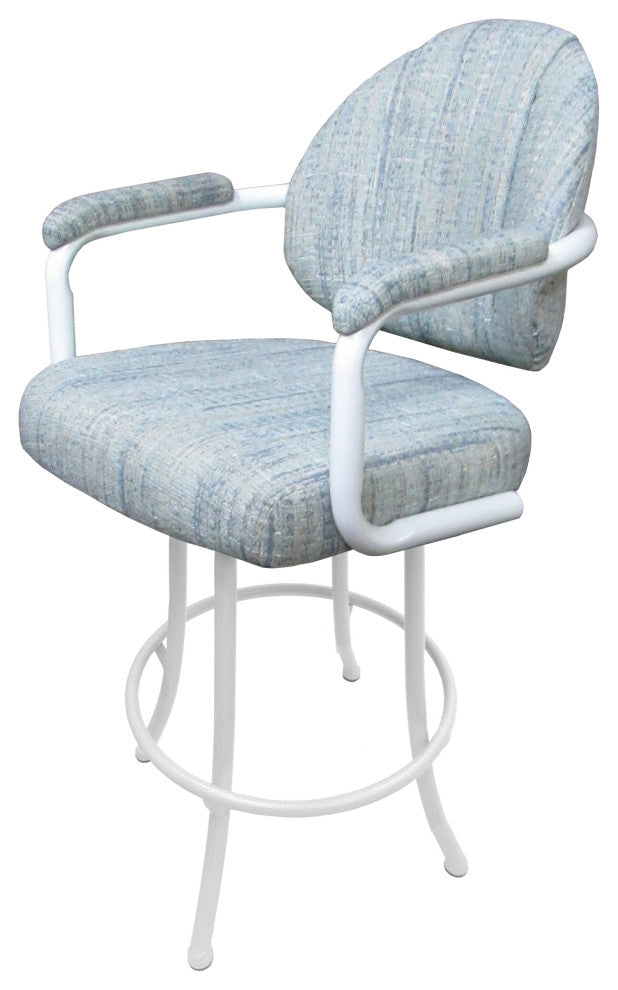 Swivel Counter Metal Pub Set - M-70 Stools 26" or 30", Watusi Aquatint - White, 26", Crackle Glass