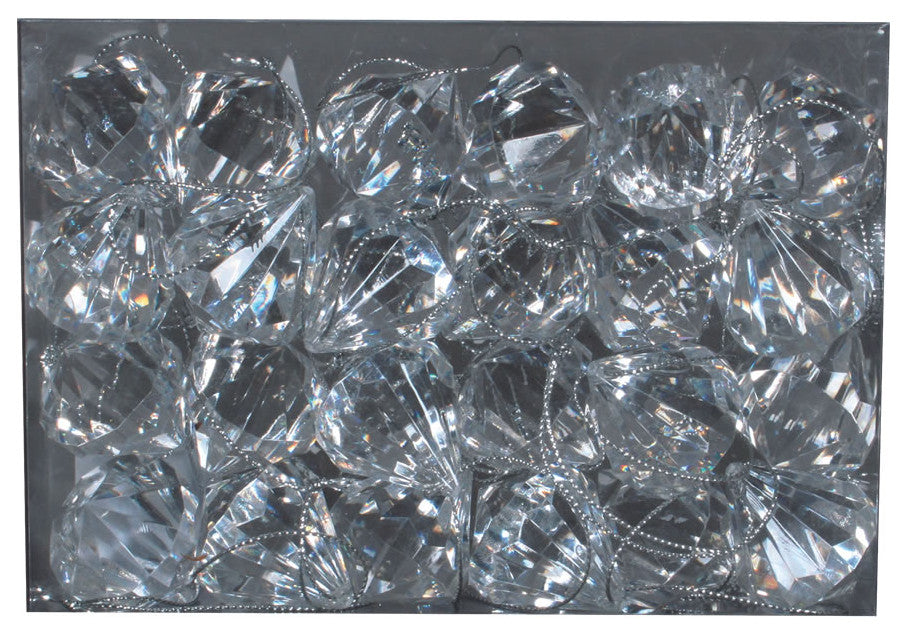 Vickerman M186400 1" Clear Acrylic Diamond Christmas Ornament Set