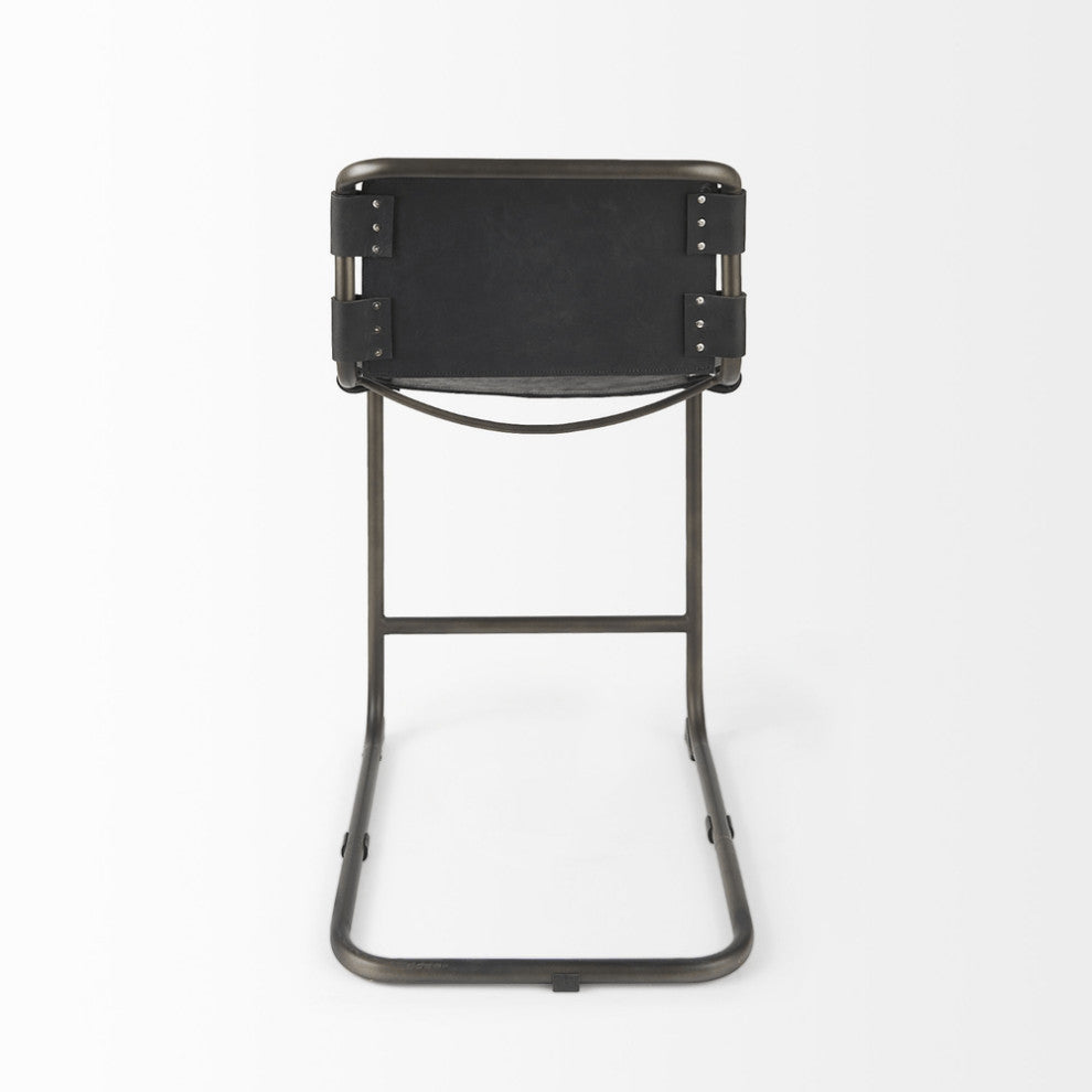 29" Black Steel Bar Chair With Footrest