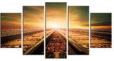 Junction of Railways Track, Landscape Canvas Art Print, 60"x32", 5 Panels
