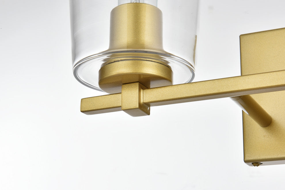 2 Light Brass And Clear Bath Sconce