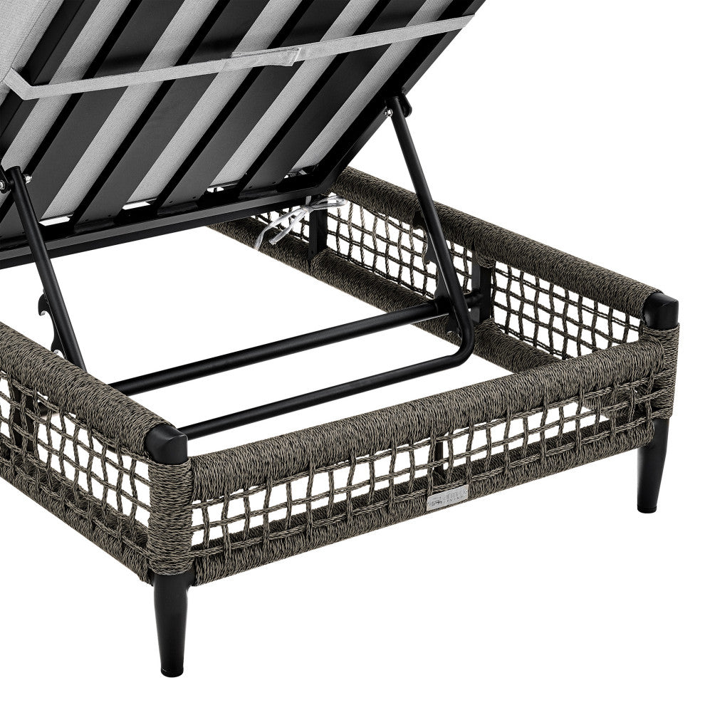 Alegria Outdoor Adjustable Chaise Lounge Chair in Aluminum with Gray Rope