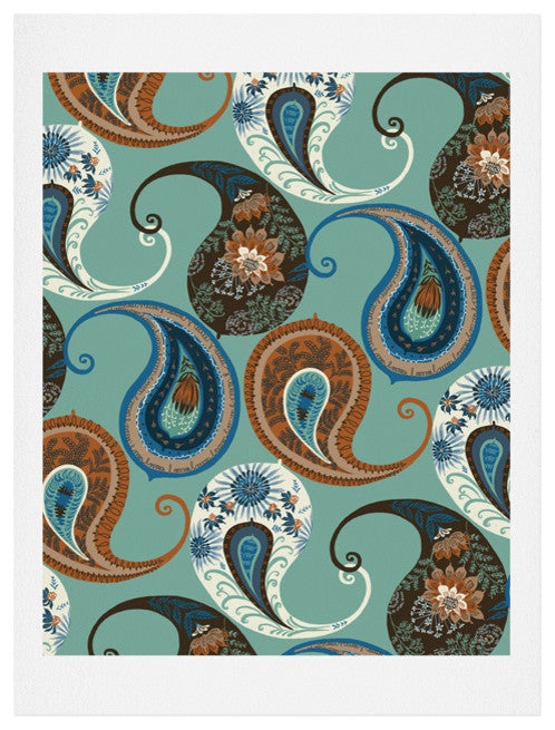 Deny Designs Pimlada Phuapradit Teal Floral Paislys Art Print