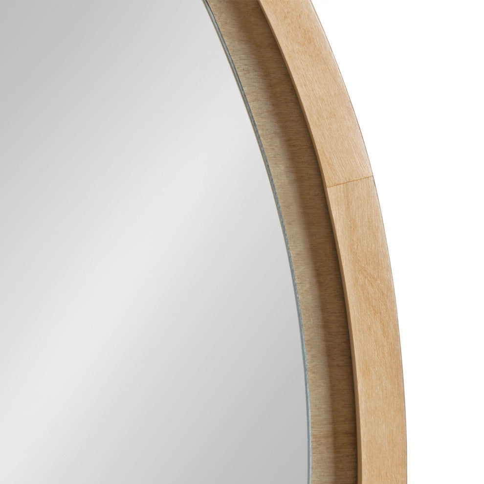 Evans Framed Round Wall Mirror, Natural 30 Diameter