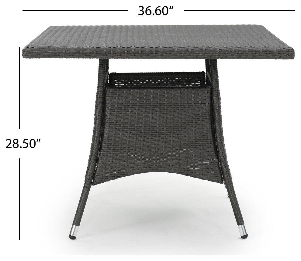 GDF Studio Colonial Outdoor Gray Wicker Square Dining Table
