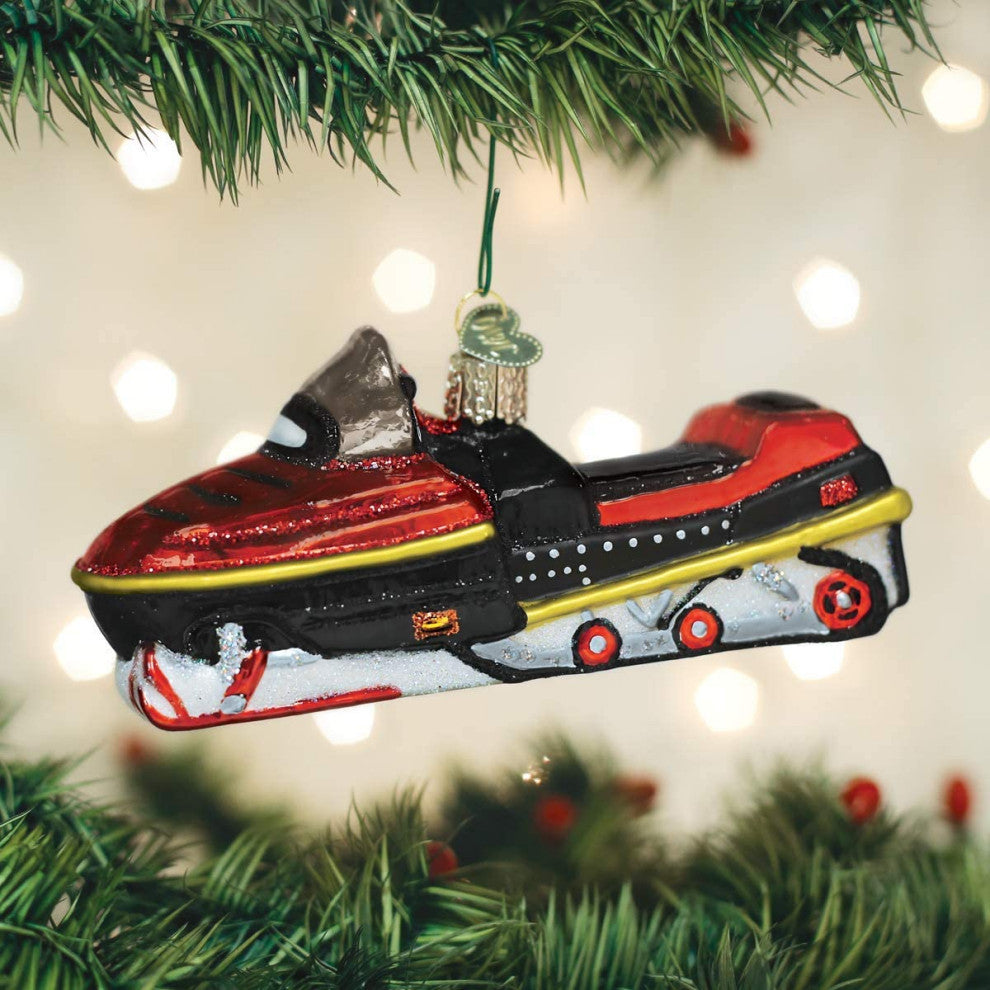 Old World Christmas 46074 Snowmobile Blown Glass Ornament