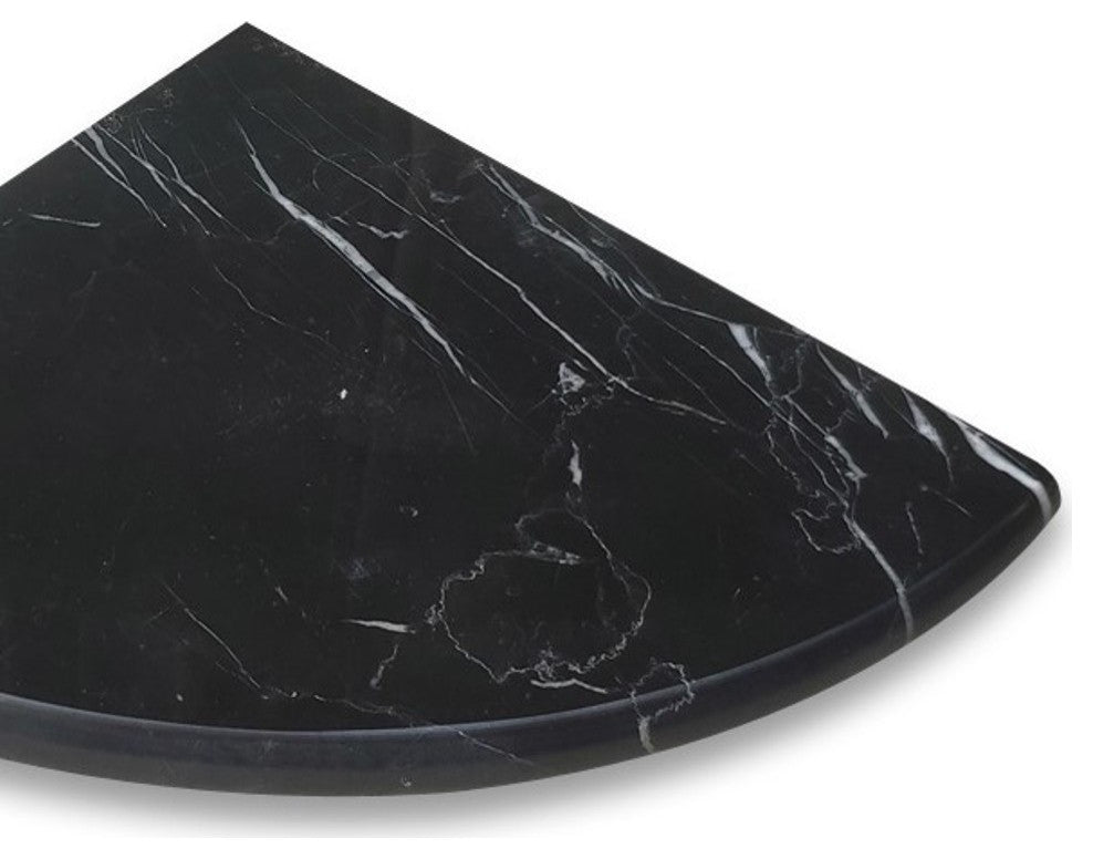 Nero Marquina Black Marble 9x9 Shower Corner Shelf Soap Dish Polished, 1 piece