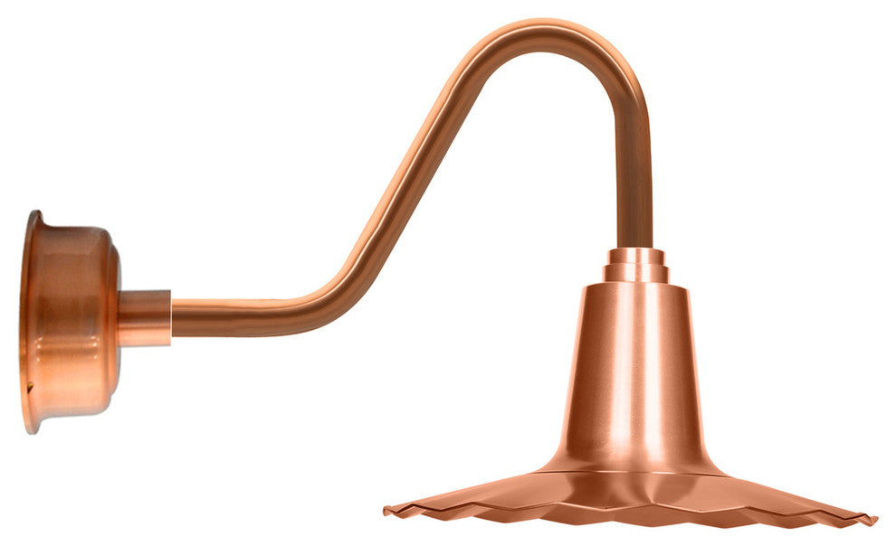 16" Iris LED Gooseneck Light With Vintage Arm, Solid Copper