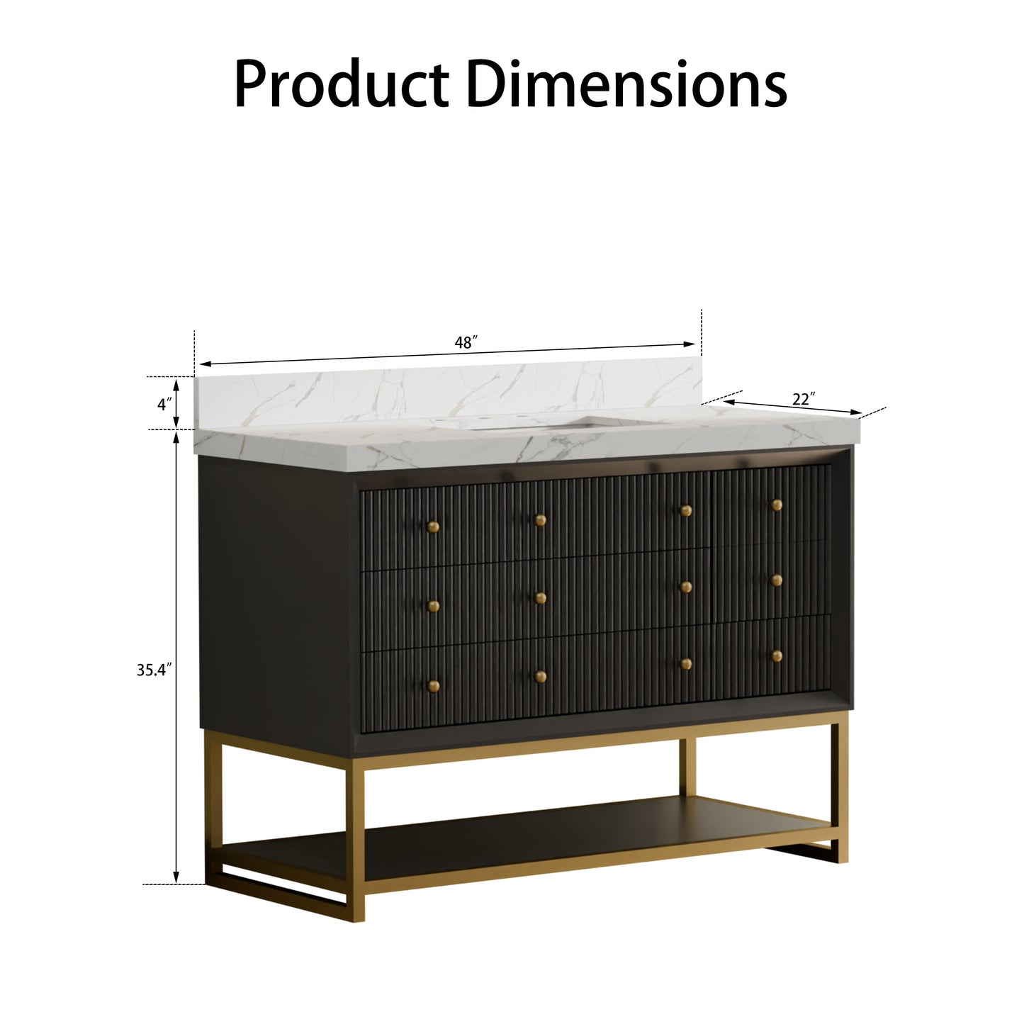 60''Wood Bathroom Vanity Set, With Drawers, Marble Top And Undermount Sink, White