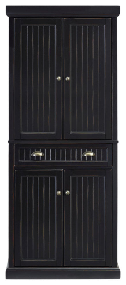 Seaside Kitchen Pantry, Distressed Black Finish