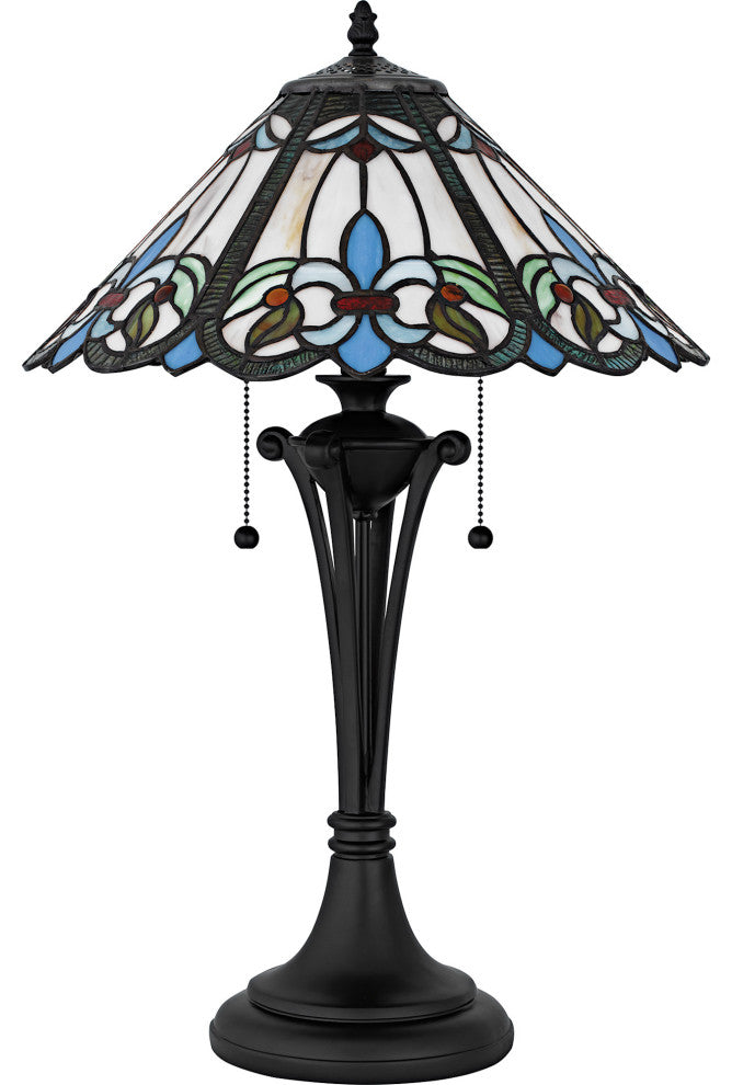 Quoizel TF6764 Giles 2 Light 25" Tall Tiffany Table Lamp - Matte Black