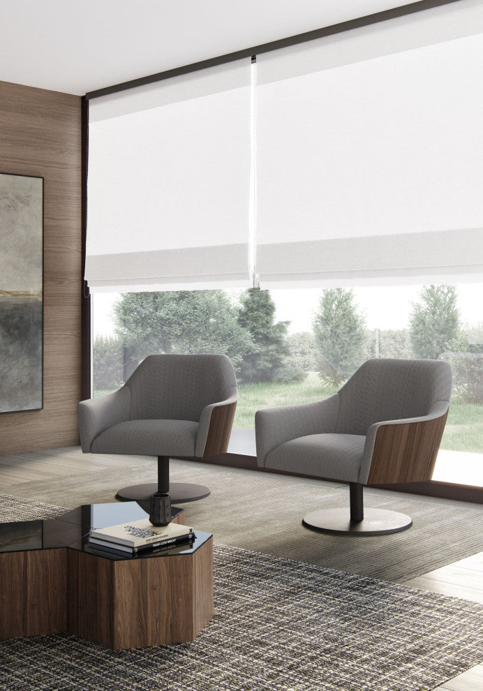 Henry Lounge Chair, Gray Herringbone Fabric