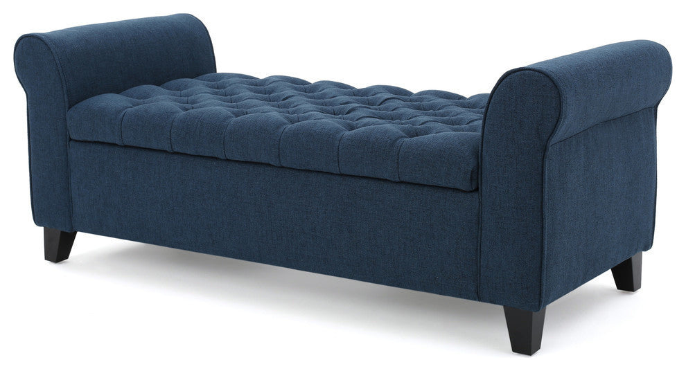 GDF Studio Keiko Contemporary Rolled Arm Fabric Storage Ottoman Bench