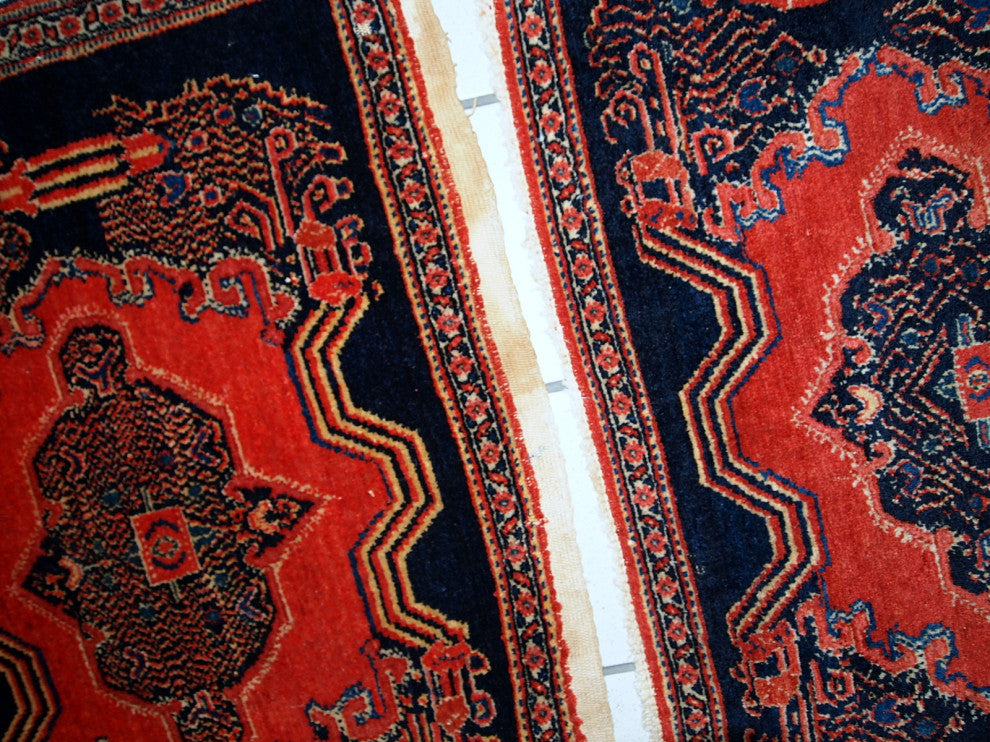 Handmade antique Persian pair of Senneh rugs 1.7' x 2.6' ( 52cm x 80cm ) 1900s