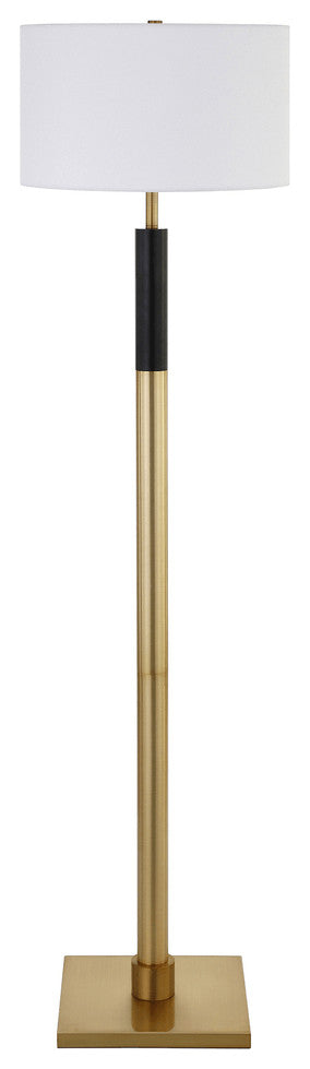 62" Black Traditional Shaped Floor Lamp With White Frosted Glass Drum Shade