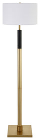 62" Black Traditional Shaped Floor Lamp With White Frosted Glass Drum Shade