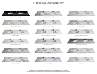 Roswell Floating 84" Double Sink Bath Vanity, White 2" Carrara Quartz