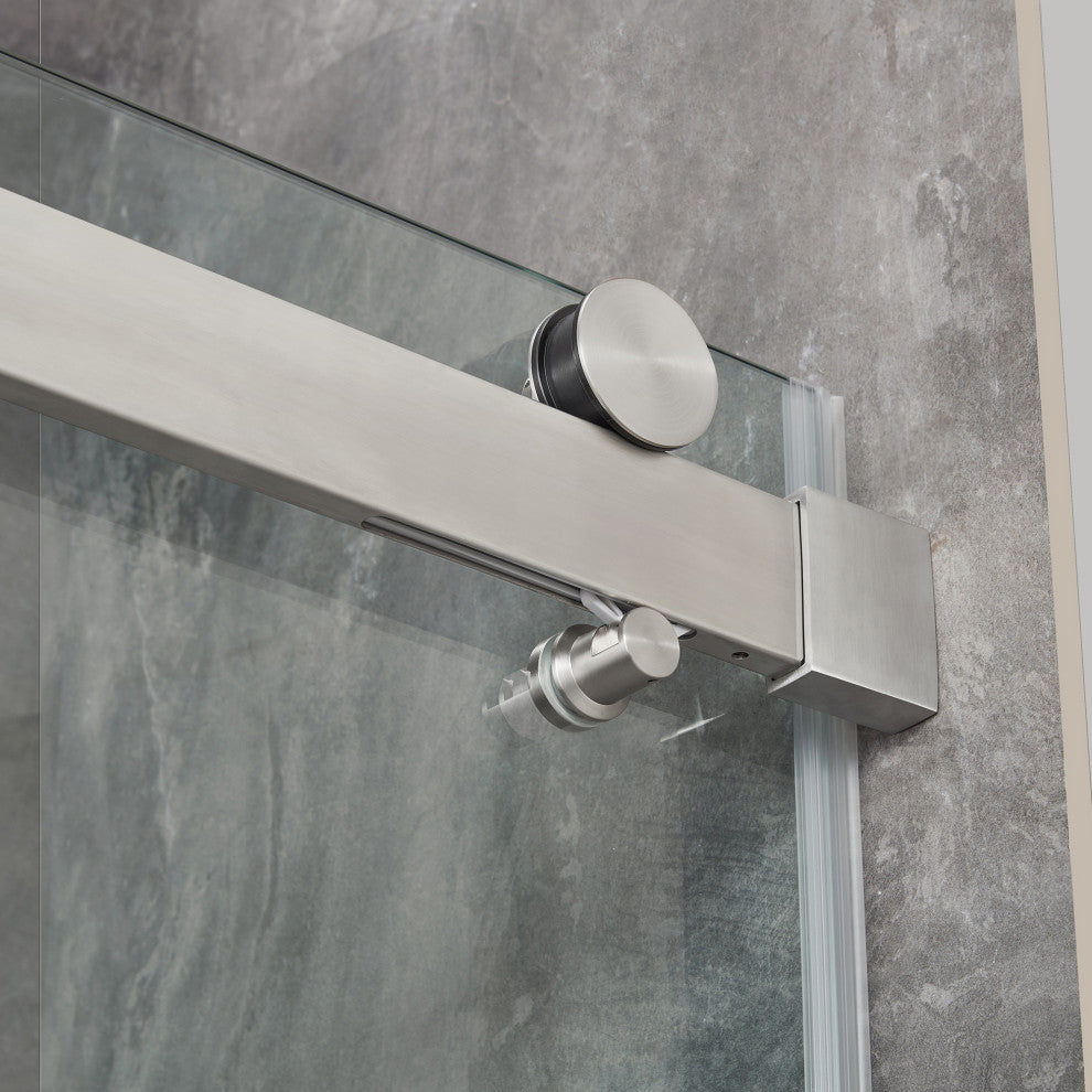 Bel Soft-Close Base/Door Alcove Shower Kit, Satin Nickel, 48"