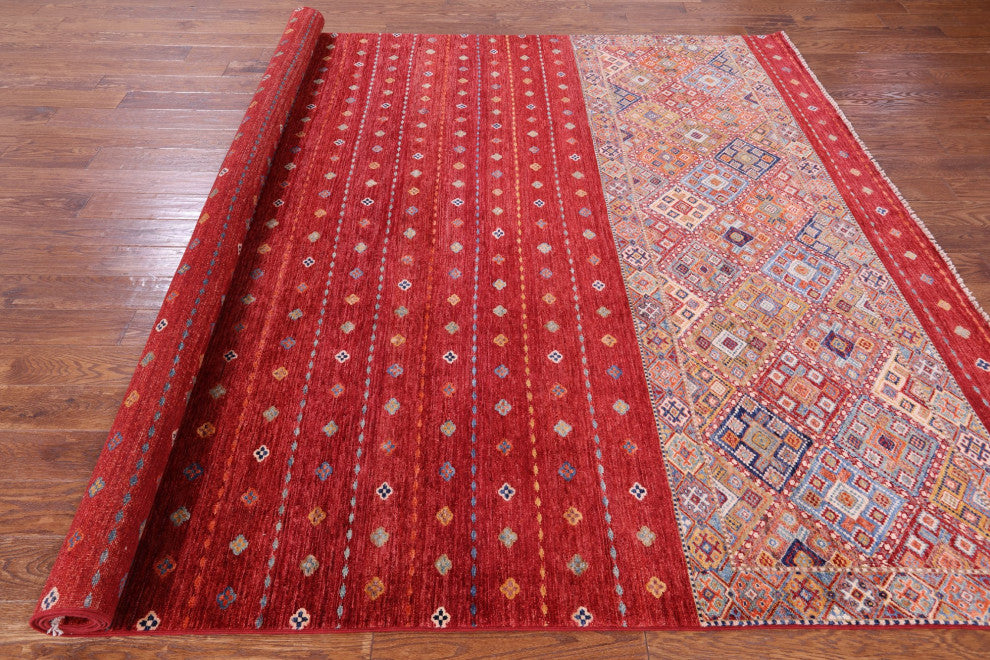 8' 2" X 11' 6" Khorjin Super Kazak Hand-Knotted Rug Q10743