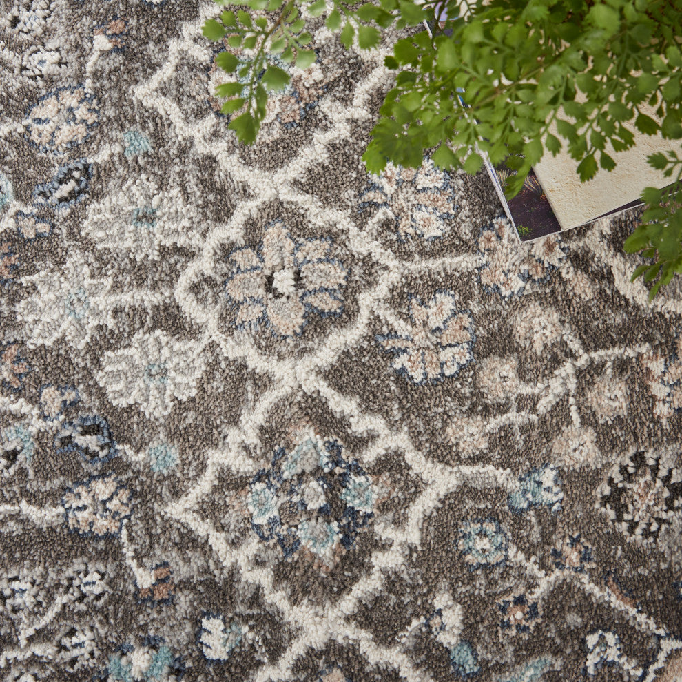 Nourison American Manor 5'3" x 7'3" Blue/Ivory Bordered Indoor Rug, Grey/Ivory, 4'x6', Bordered