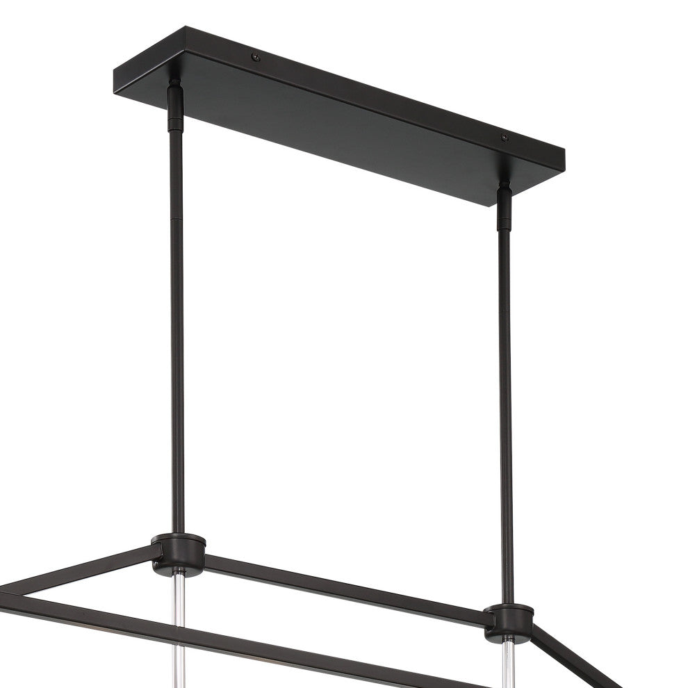 6 Light Kitchen Island Linear Pendant, Classic Black+chrome
