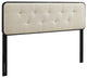 Collins Tufted Queen Fabric and Wood Headboard Black Beige
