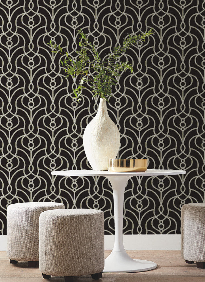 Black Divine Trellis Wallpaper