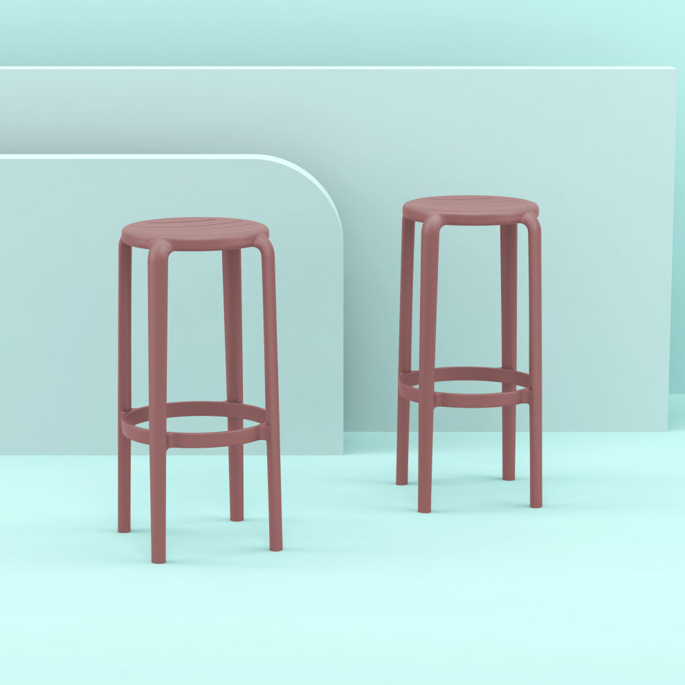 Tom Resin Bar Stool, Set of 2, Black, Marsala