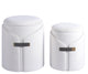 Nalo Nesting Ottomans Set of 2 Cream Boucle Upholstery Gold Accent