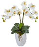 Double Phalaenopsis Orchid Silk Arrangement, White Vase