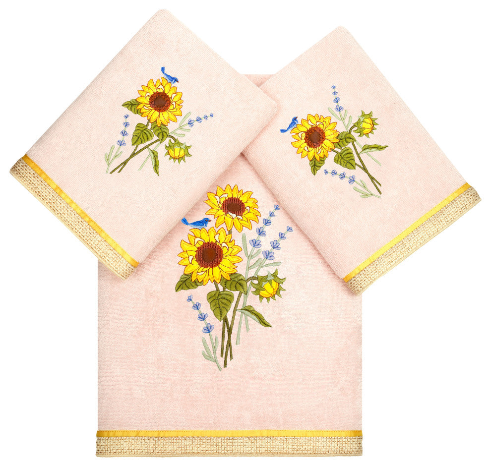 Linum Home Textiles 100% Turkish Cotton GIRASOL 3PC Embellished Towel Set