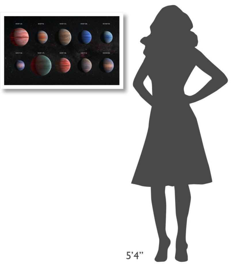 "Artist Impression of Hot Jupiter Exoplanets - Annotated" Paper Art, 32"x20"
