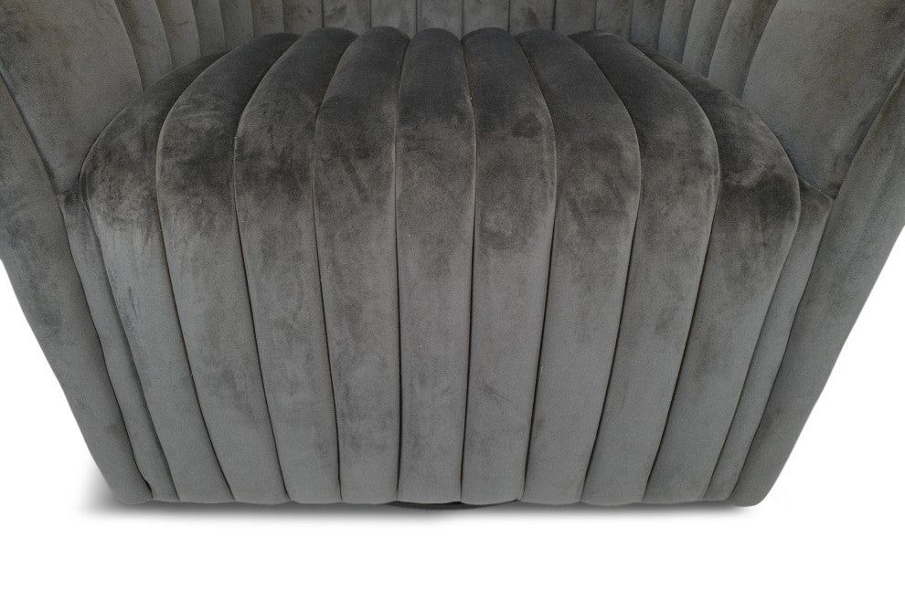 Slate Grey Velvet Swivel Chair