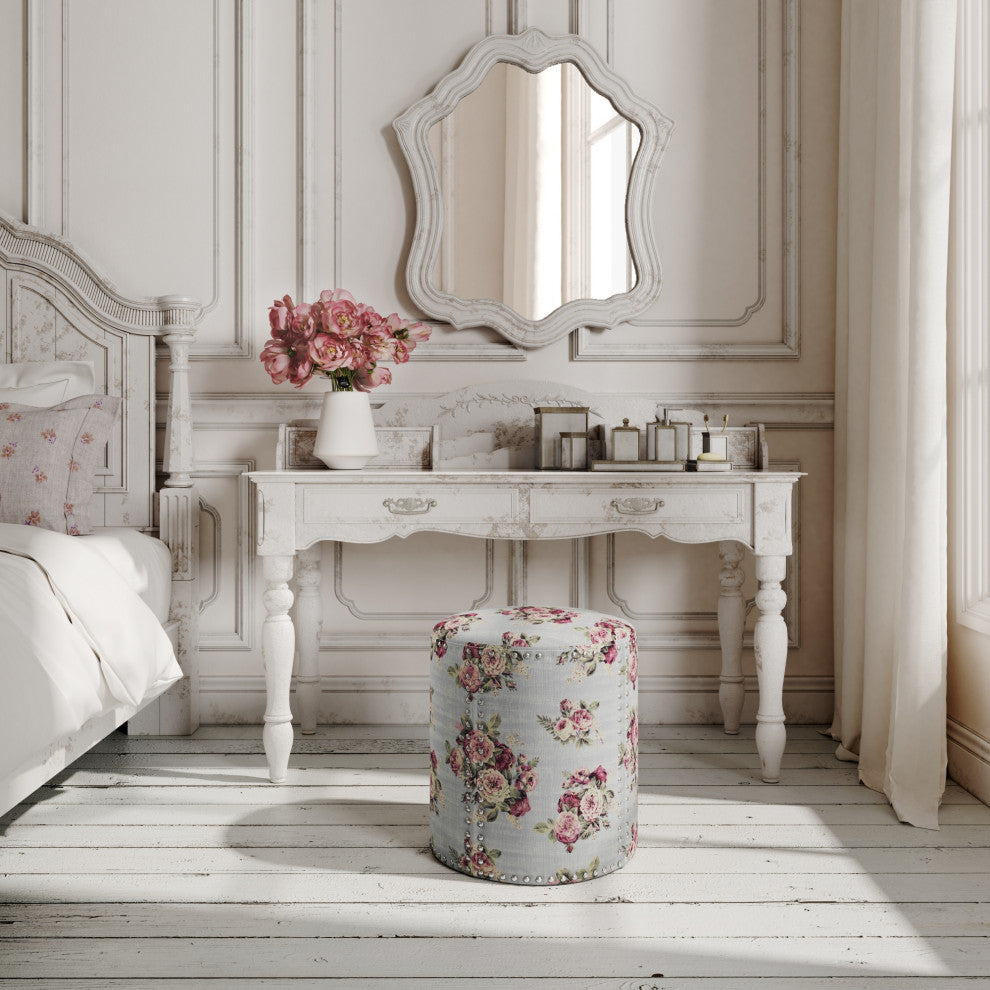 Rustic Manor Brookelynn Ottoman, Upholstered, Linen, Manor Floral