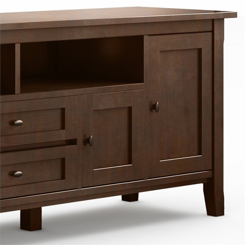 Warm Shaker Solid Wood 72 Inch Tv Media Stand In Russet Brown For Tvs Up To 80"