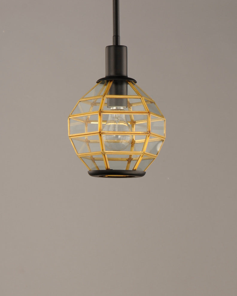 Maxim 11541 Heirloom 8"W Mini Pendant - Black / Burnished Brass