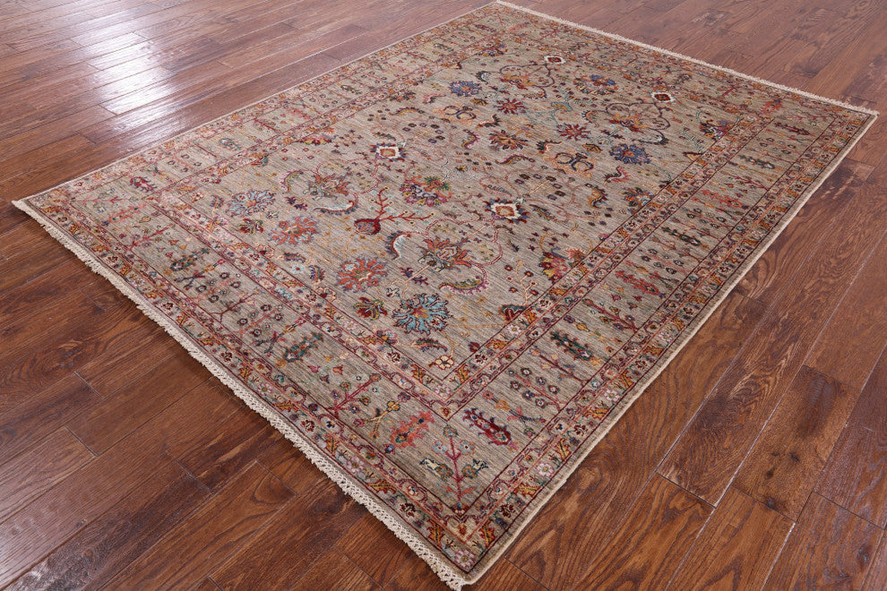 Handmade Persian Tabriz Rug 5' 9" X 7' 6" Q7613
