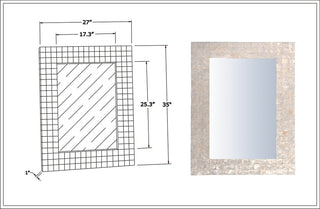 East at Main Campbell Off-White Natural Capiz Shell Wall Mirror, Rectangle