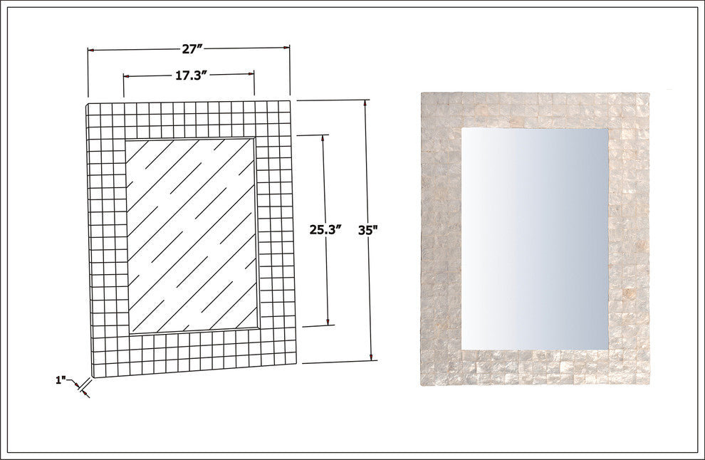 East at Main Campbell Off-White Natural Capiz Shell Wall Mirror, Rectangle