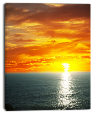 Fantastic Sunset over Sea Waters, Large Seashore Canvas Print, 12"x20"