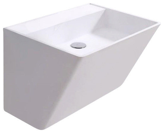 ADM Rectangular Wall Mounted Sink, White, 24", Matte White