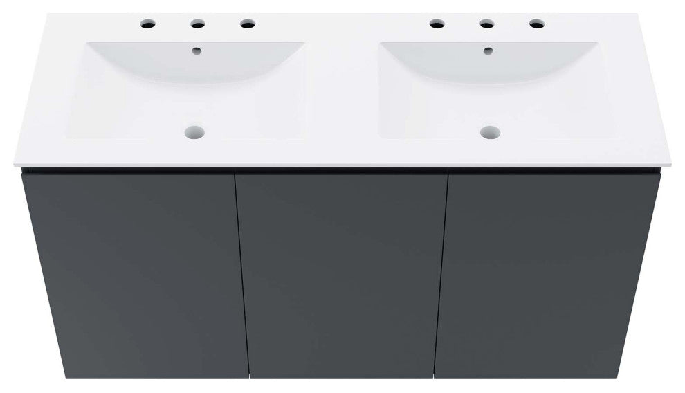 Bryn 48" Wall-Mount Double Sink Bathroom Vanity, Gray White