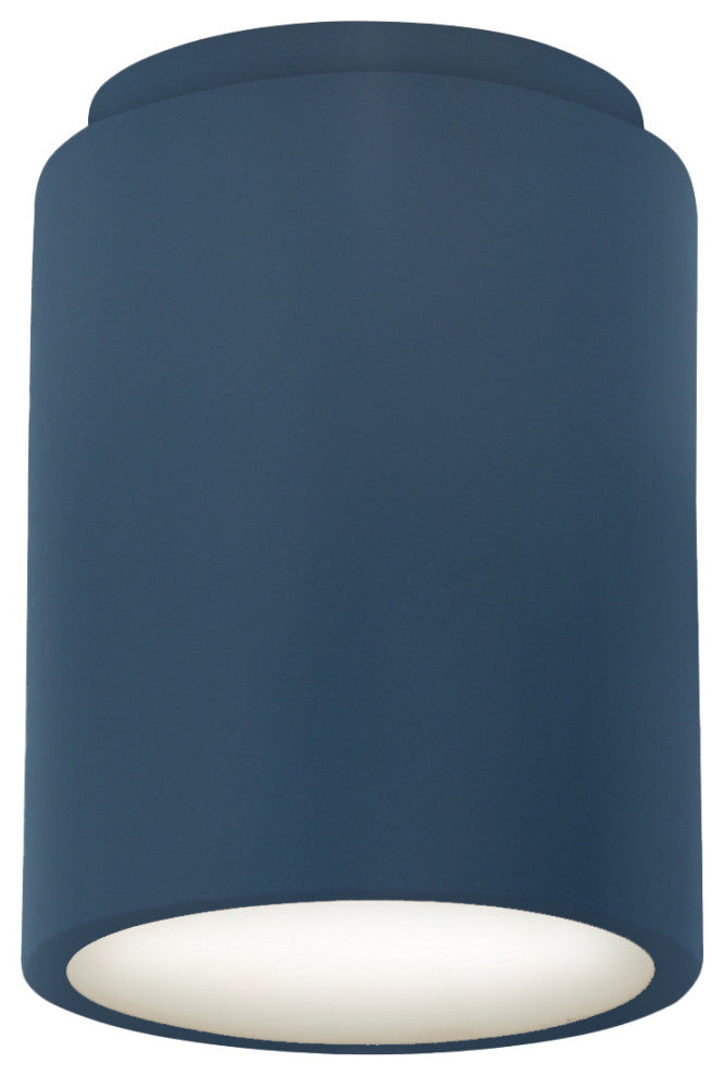 Radiance Cylinder Outdoor Flush-Mount, Midnight Sky, Matte White, E26